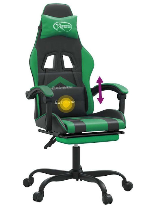 vidaXL 349606 Artificial Leather Gaming Chair with Footrest Green