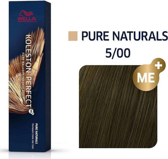 Wella Koleston Perfect Me+ Pure Naturals Βαφή Μαλλιών 5/00 Καστανό Ανοιχτό Εντονο Φυσικό 60ml