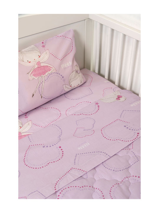 Naf Naf Little Fairies Σετ Βρεφικό Κουβερλί Βαμβακερό Λιλά 100x140cm