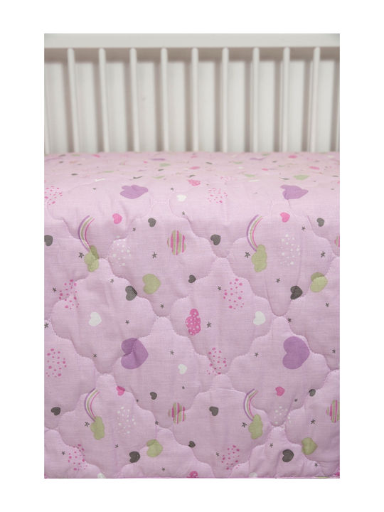 Naf Naf Cotton Baby Quilt Set with Pillowcase Hearts 100x140cm Lilac