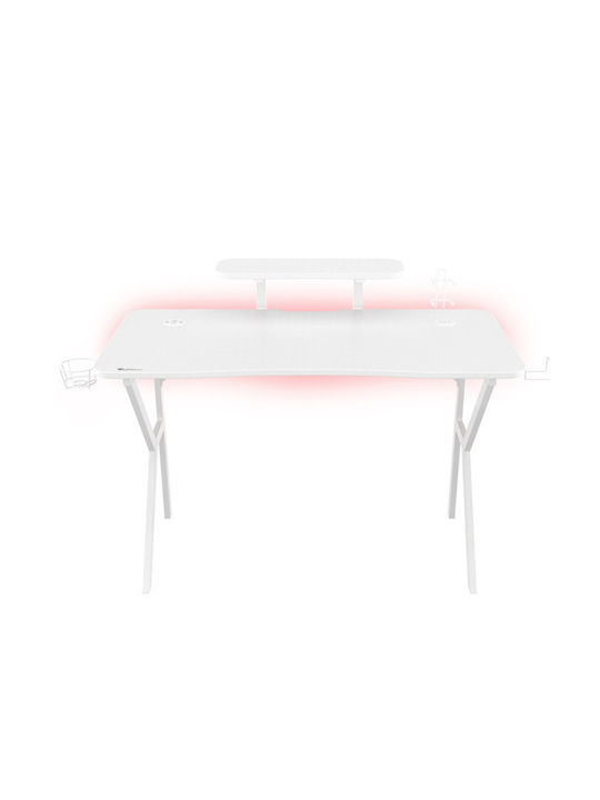 Γραφείο Gaming Holm Ξύλινο Λευκό με Μεταλλικά Πόδια, LED & USB θύρες 120x60x75εκ.