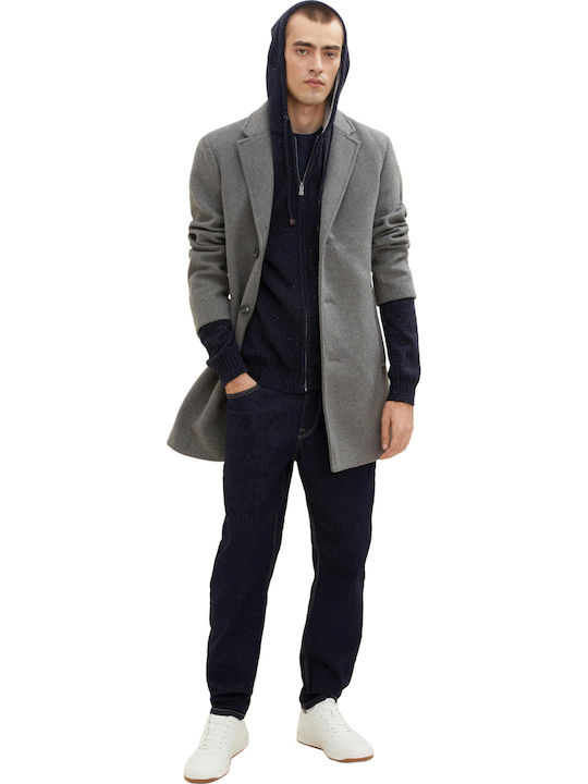 Men's Knitted Cardigan with Hood Gray