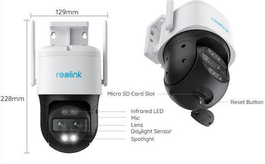 Reolink TrackMix IP Dual Κάμερα Παρακολούθησης Wi-Fi 4K Αδιάβροχη με Αμφίδρομη Επικοινωνία και Φακό 2.8mm