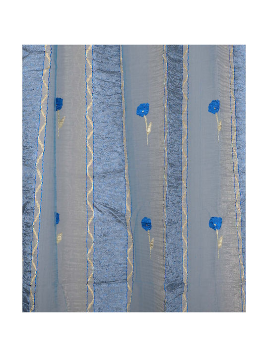 Silk Fashion Curtain with Pencil Pleat Sl119 Blue 280x300cm