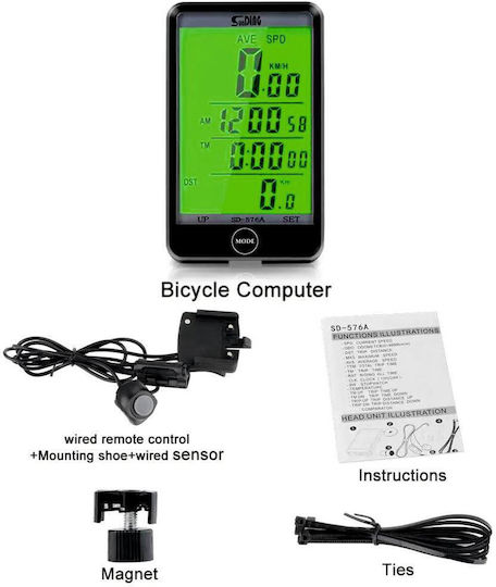 Sunding SD576A Waterproof Wired Bicycle Computer
