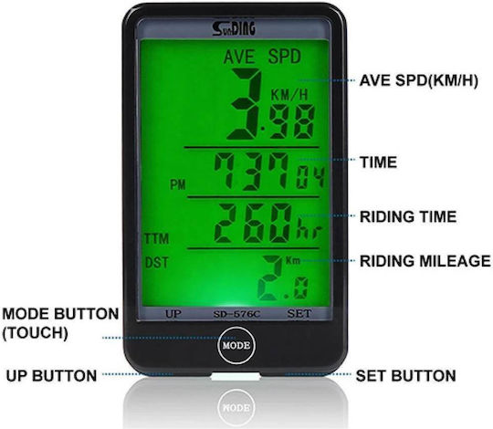 Sunding SD576A Waterproof Wired Bicycle Computer