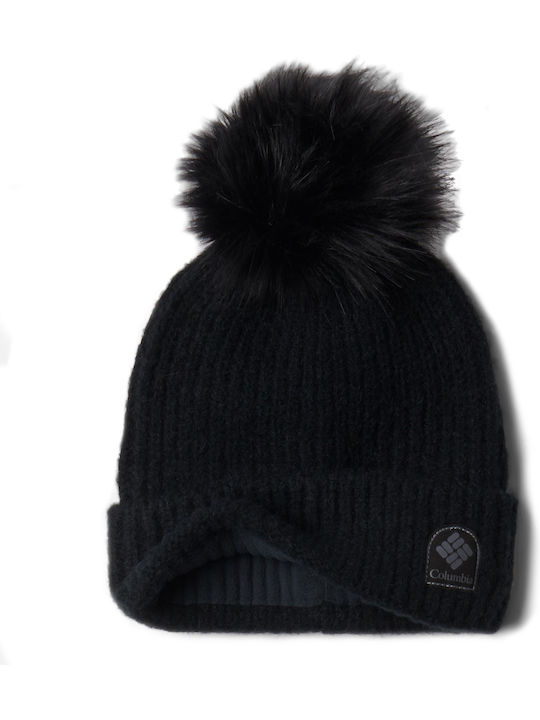 Columbia Pom Pom Beanie Ανδρικός Σκούφος με Rib Πλέξη σε Μαύρο χρώμα