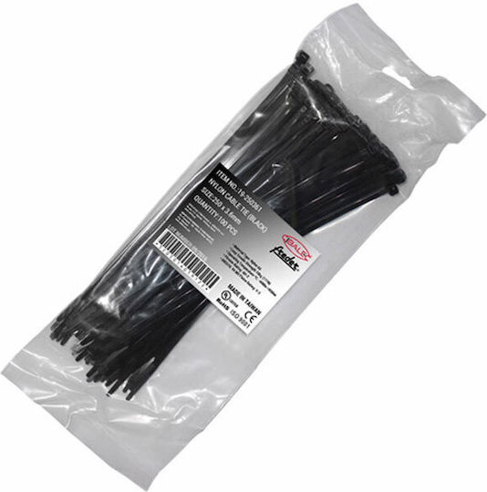 Adeleq Pack of 100pcs Black Plastic Cable Ties 292x3.6mm 19-292361