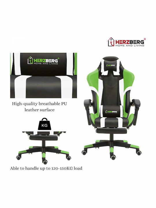 Herzberg HG-8083 Gaming Stuhl mit Fußstütze Blau