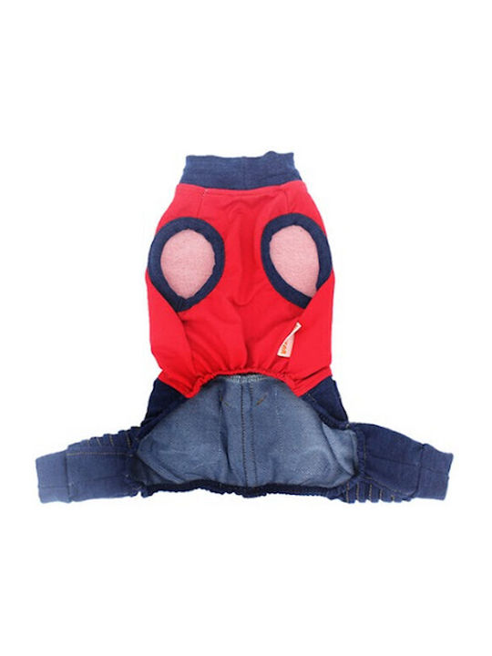 Glee Denim Pan Ganzkörperbekleidung für Hunde in Rot Farbe XXLarge 27x37x23cm