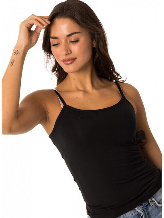 Women's T-Shirt with Spaghetti Strap Black