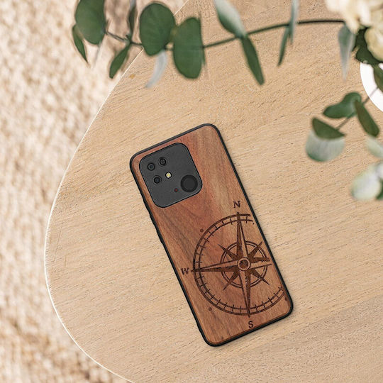 KWmobile Compass Vintage Back Cover Lemn Maro închis (Redmi 10C)