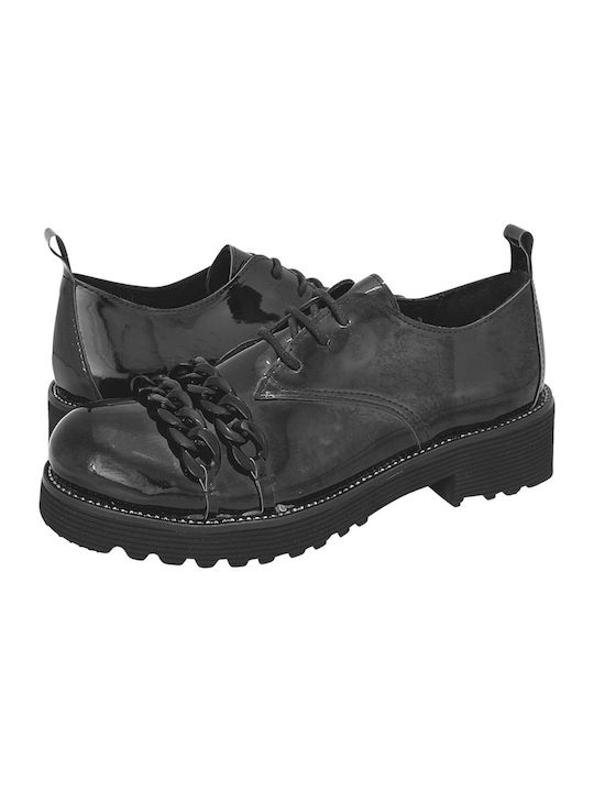 Bueno Shoes Caden Γυναικεία Oxfords σε Μαύρο Χρώμα