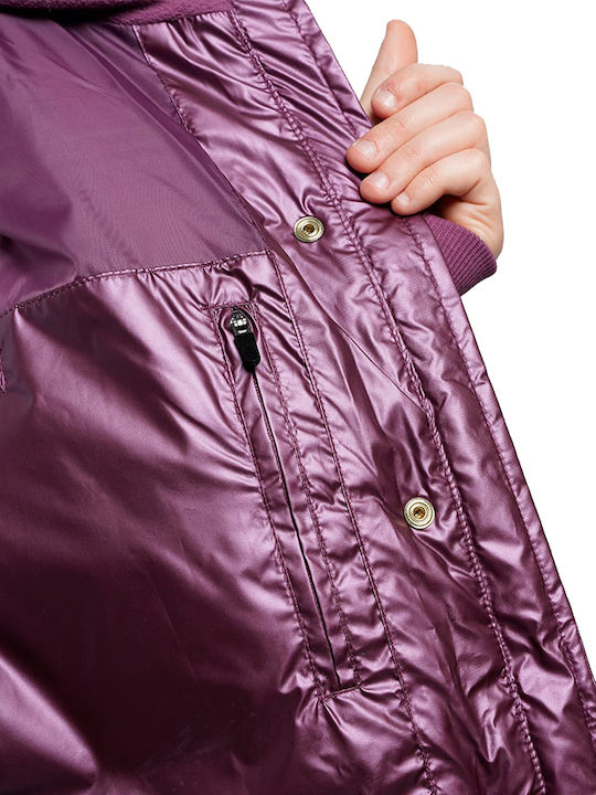 Vesuvio Women's Short Puffer Jacket for Winter Purple