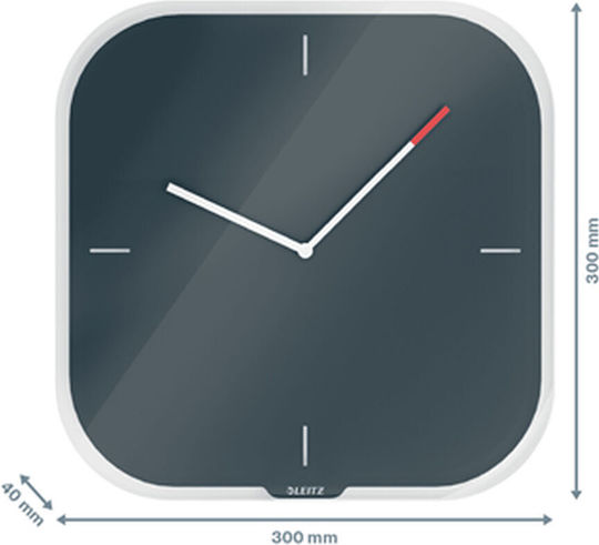 Leitz Cosy Leise Wanduhr Glas Gray Ø30cm
