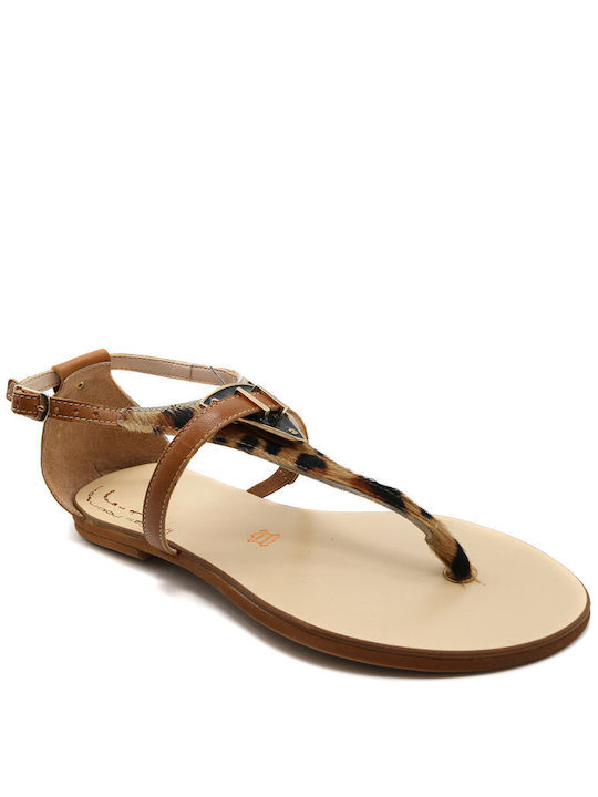 Robinson Women's Flat Sandals with Strap in Tabac Brown Color