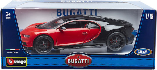 Bburago Bugatti Chiron Toy Car Chiron - Red-Black Scale 1:18 for 3+ Years