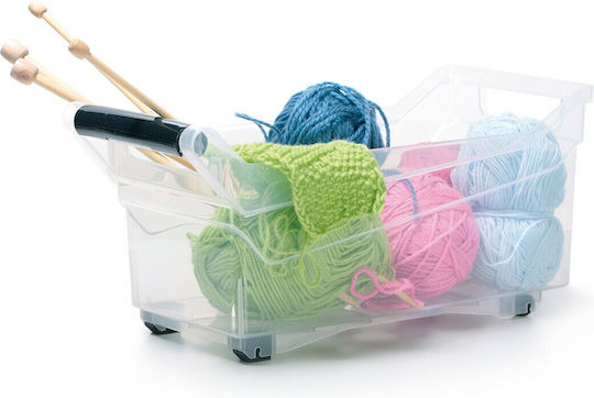 Prosperplast Plastic Storage Box with Wheels Transparent 57.8x37.9x25.6cm