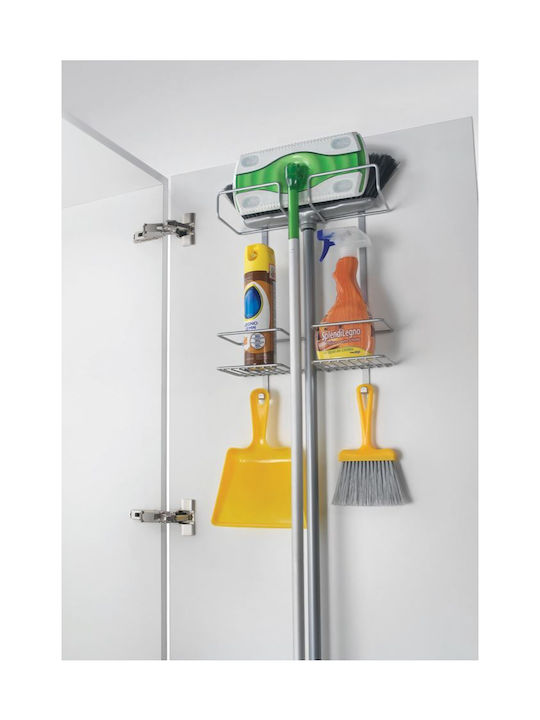 Metaltex Broomy Επιτοίχια Ραφιέρα Μπάνιου Μεταλλική 30x12x46cm Ασημί