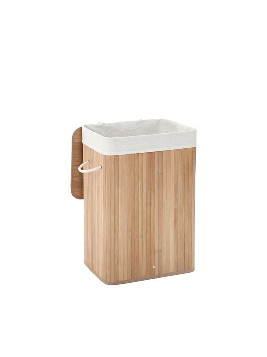 Songmics Laundry Basket Bamboo Collapsible 72l with Lid 40x30x60cm Beige