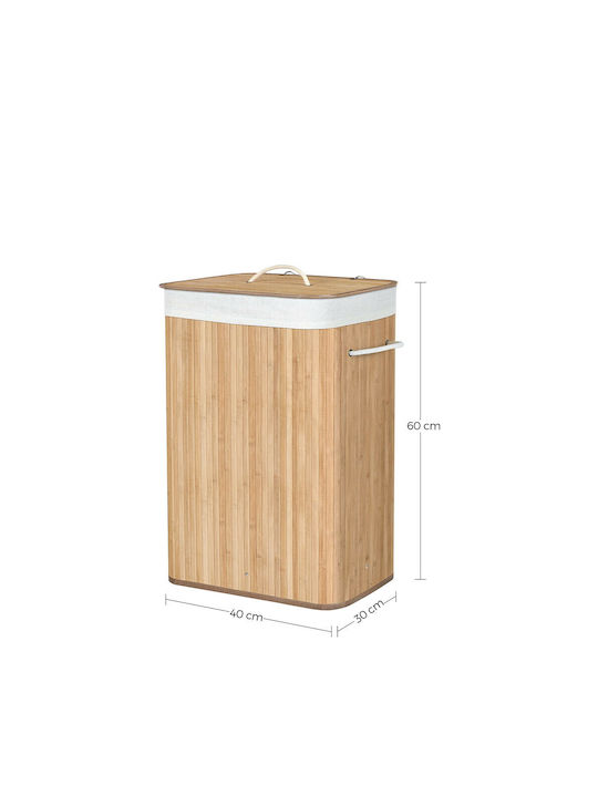 Songmics Laundry Basket Bamboo Collapsible 72l with Lid 40x30x60cm Beige