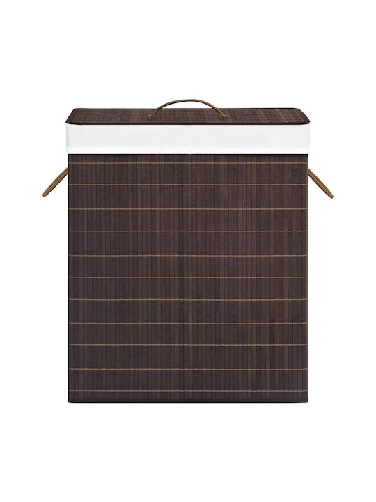 vidaXL Bamboo Collapsible Laundry Basket 100lt with Cap 52x32x62.5cm Brown