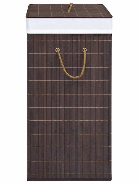 vidaXL Bamboo Collapsible Laundry Basket 100lt with Cap 52x32x62.5cm Brown