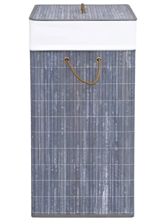 vidaXL Coș De Rufe Din Bambus Pliabil 83l Cu Capac 43,5x33,5x65,5cm Gri 83l