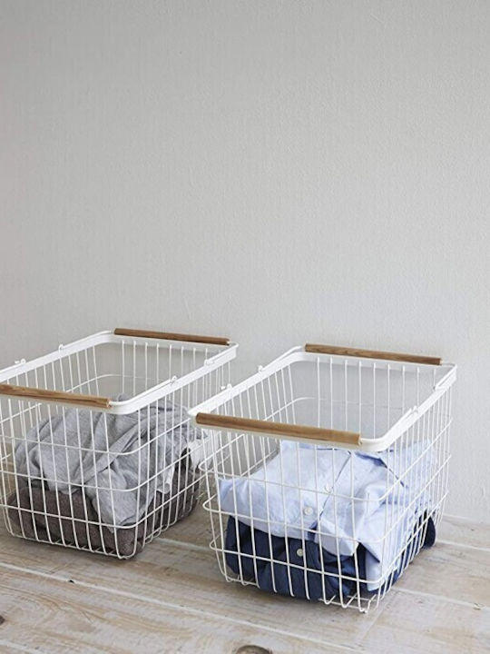 Yamazaki YMZK Laundry Basket Metallic 23L 41.5x31x27cm White