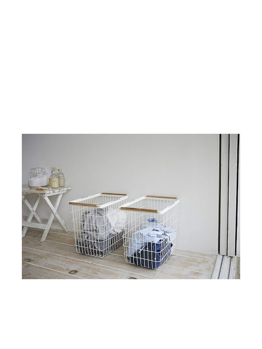 Yamazaki YMZK Laundry Basket Metallic 23L 41.5x31x27cm White
