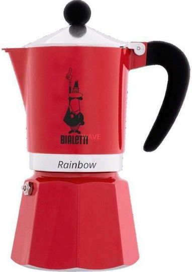Bialetti Regenbogen Espressokocher für den Herd 1 Tassen Rot