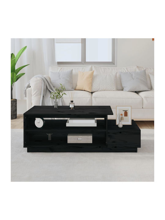 Rectangular Solid Wood Coffee Table Μαύρο L120xW50xH40.5cm