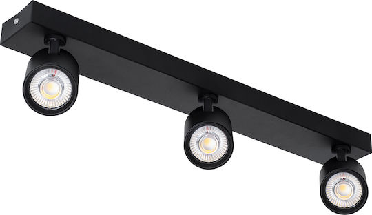 GloboStar Leonardo Triplu LED Alb Natural Spot în Culoare Negru