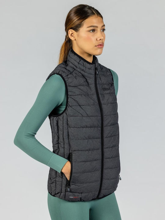 GSA Women's Short Puffer Jacket for Winter Grey Melange