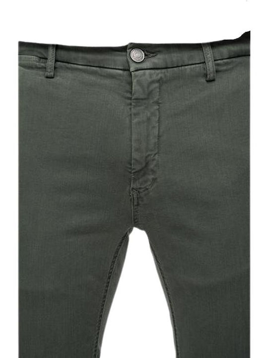 Zeumar Παντελόνι Chino Ελαστικό σε Slim Εφαρμογή Χακί