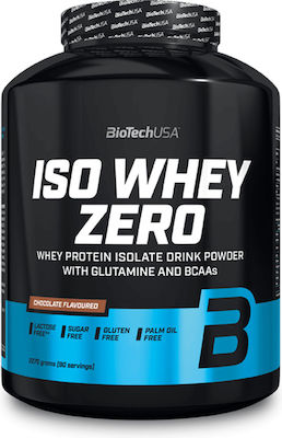 Biotech USA Iso Whey Zero With Glutamine & BCAAs Molkenprotein Ohne Gluten & Laktose mit Geschmack Himbeere 2.27kg