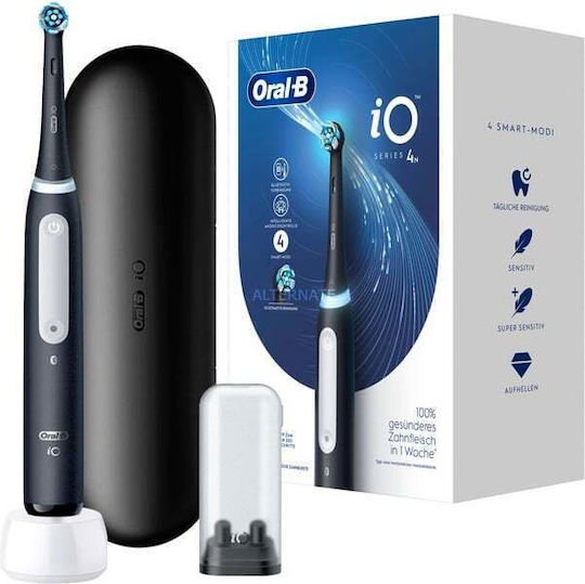 Oral-B iO Series 4 Electric Toothbrush with Timer, Pressure Sensor, and Travel Case Matt Black