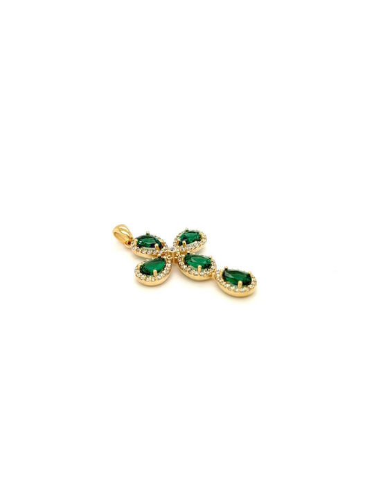 Cross with green zircon, gold K9 (375°)