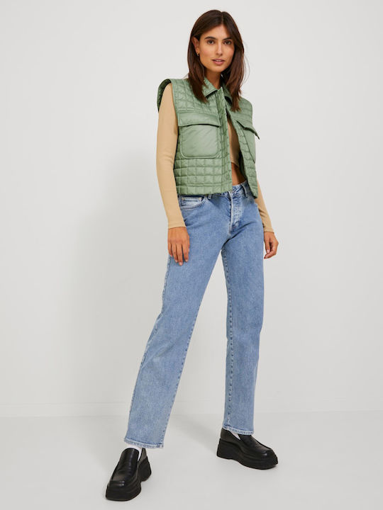 Κοντό Γυναικείο Αμάνικο Puffer Μπουφάν Frost Green