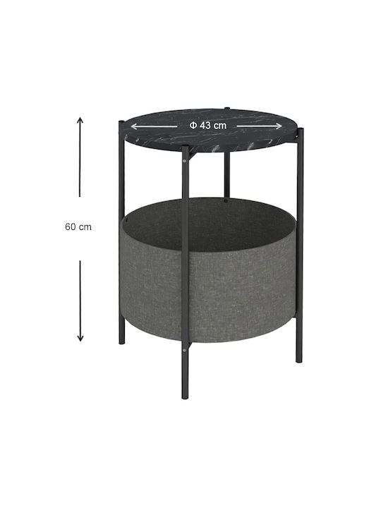 Round Side Coffee Table Kalid Wooden Black / Grey W43xL43xH60cm
