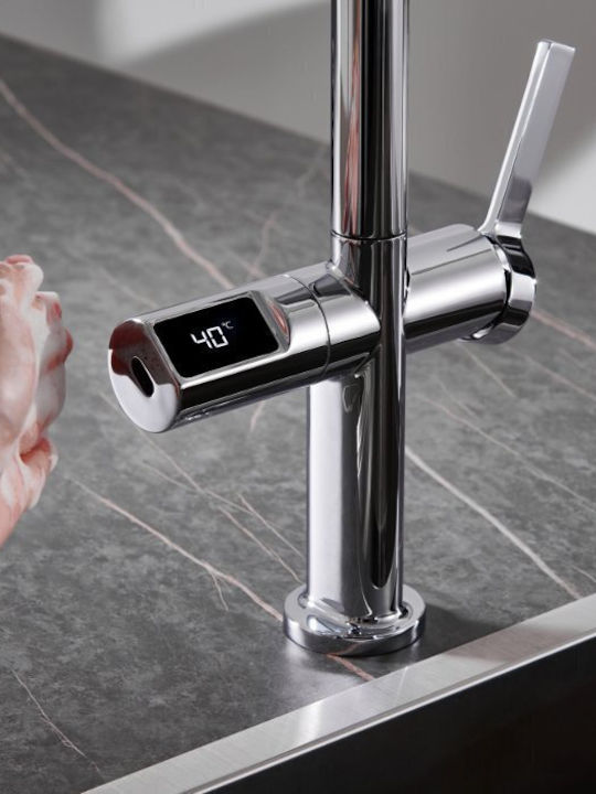 Imex Turin Kitchen Faucet Counter with Pull-Out Spray Silver