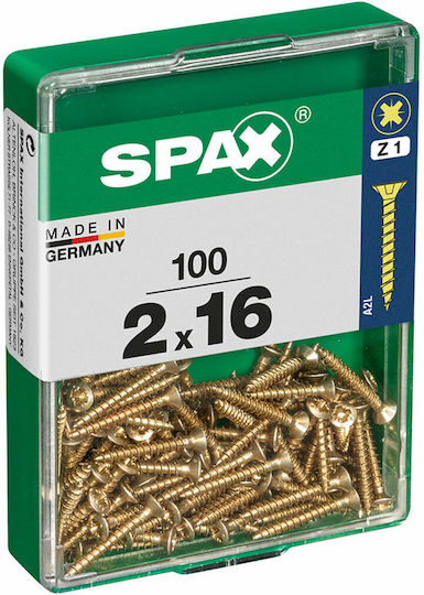 Spax Wood Bolts Metallic with Diameter M2 and Length 12mm 100pcs