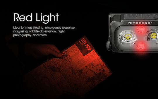 NiteCore Wiederaufladbar Stirnlampe LED IP66 mit maximaler Helligkeit 400lm NU25UL Schwarz