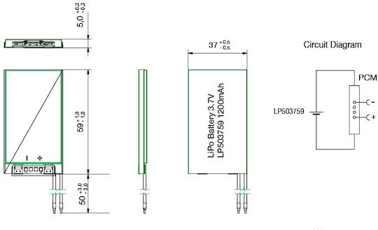 Μπαταρία Λιθίου 3.7V 1τμχ