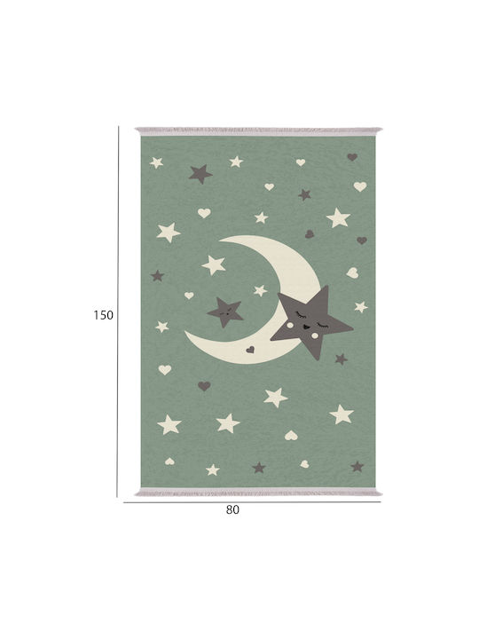 HomeMarkt Moon And Stars Rug Kinder Teppich Sterne Grün 80x150cm