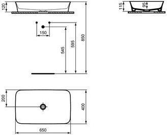 Ideal Standard Ipalyss Countertop Sink Porcelain 55x38x12.5cm Pomegranate