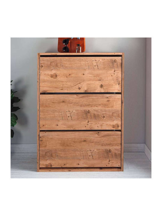 Ξύλινη Παπουτσοθήκη Nave με 3 Ράφια Pine Oak Μ73.6xΠ24xΥ110cm