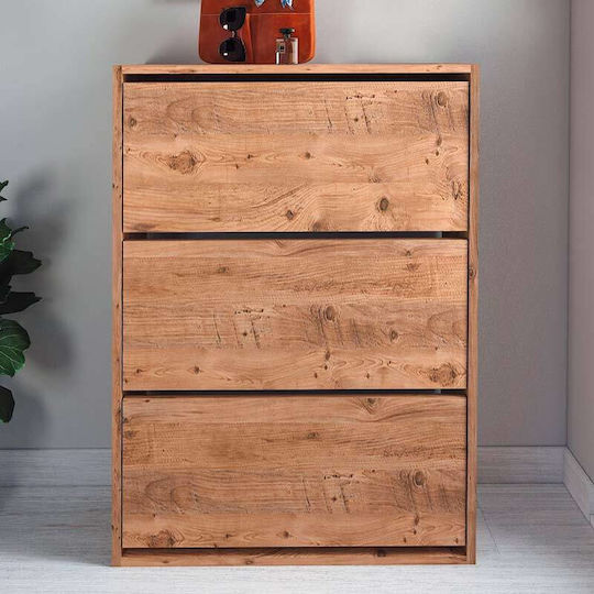 Ξύλινη Παπουτσοθήκη Nave με 3 Ράφια Pine Oak Μ73.6xΠ24xΥ110cm