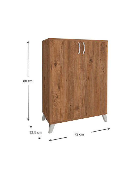 Ξύλινη Παπουτσοθήκη Lilly με 4 Ράφια Pine Oak Μ72xΠ32.5xΥ88cm
