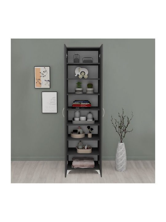 Lilly Wooden Shoe Organizer with 8 Shelves Carbon 49x32x178cm